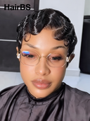 Special Offer $59.99 pixie Wig Natural Black water wave 100% Human Hair