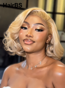 13x4 lace front BOB EGG wave blonde 10 inch 100% Human Hair