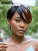 Glueless wig pixie cut wig cute Machine Made straight 100% Human Hair