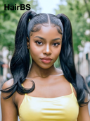 Pre-styled Updo 13x4 Lace Front Wig Natural Black 18 inch 100% Human Hair
