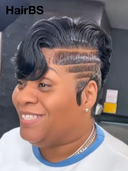 Full lace Pixie Wig Natural Black side part straight 100% Human Hair