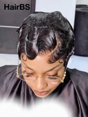 Special Offer $59.99 pixie Wig Natural Black water wave 100% Human Hair
