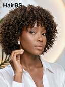 Machine Made Glueless wig curly wave with bangs Natural Black 100% Human Hair