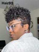 Full lace Pixie cut Wig Natural Black curly wave 100% Human Hair