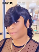 Easy to wear Wig black Body wave mullet machine made As shown in the figure 100% Human Hair