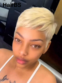 Glueless wig pixie cute wig Machine Made blonde straight 100% Human Hair