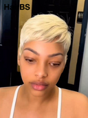 Glueless wig pixie cute wig Machine Made blonde straight 100% Human Hair