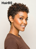 Machine Made pixie cut wig afro curly brown highlight 100% Human Hair