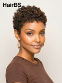 Machine Made pixie cut wig afro curly brown highlight 100% Human Hair