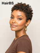 Machine Made pixie cut wig afro curly brown highlight 100% Human Hair