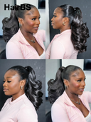Pre-styled Updo 13x4 Lace Front Wig Natural Black 20 inch Body wave 100% Human Hair