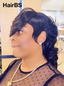 Easy to wear Wig black Body wave mullet machine made As shown in the figure 100% Human Hair