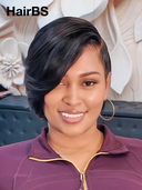 13x4 lace front straight pixie wig black Side Part 100% Human Hair