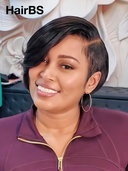 13x4 lace front straight pixie wig black Side Part 100% Human Hair
