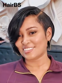 13x4 lace front straight pixie wig black Side Part 100% Human Hair