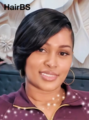 13x4 lace front straight pixie wig black Side Part 100% Human Hair
