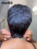 Machine Made straight pixie cut wig black 100% Human Hair