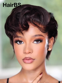 13x4 lace front pixie cut wig black quick weave 100% Human Hair