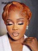 13x4 lace front pixie cut wig orange quick weave 100% Human Hair