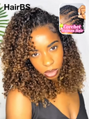 HairBS Feather Crochet Human Hair Extensions deep wave brown invisible and comfortable 100% Human Hair