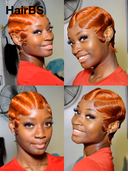 2 wigs pixie cut wig Easy to wear machine made water wave 2 color rouge & orange 100% Human Hair