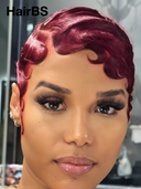 2 wigs pixie cut wig Easy to wear machine made water wave 2 color rouge & orange 100% Human Hair