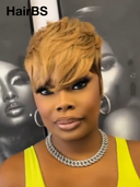 13x4 lace front pixie cut wig quick weave honey highlight 100% Human Hair