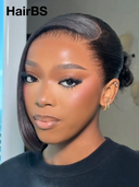 Pre-styled Updo 13x4 Lace Front Wig bob black 100% Human Hair