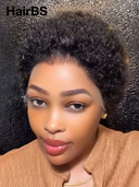 Promotion 13x4 lace front Wig pixie curly wave 100% Human Hair
