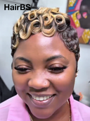 Machine Made finger wave pixie wig highlight 100% Human Hair