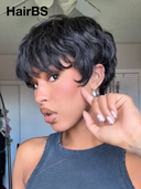 Glueless wig black pixie cut wig cute quick weave 100% Human Hair