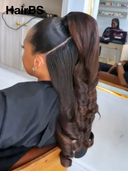 Pre-styled Updo 13x4 Lace Front Wig body wave 24 inch brown highlight 100% Human Hair
