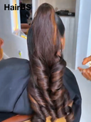 Pre-styled Updo 13x4 Lace Front Wig body wave 24 inch brown highlight 100% Human Hair