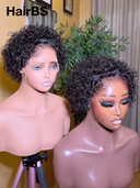 13x4 lace front wig curly wave pixie curly 100% Human Hair