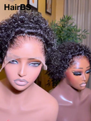 13x4 lace front wig curly wave pixie curly 100% Human Hair
