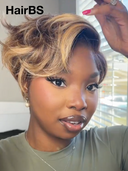 Promotion 13x4 lace front Wig pixie honey 100% Human Hair