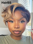 Promotion 13x4 lace front Wig pixie honey 100% Human Hair