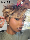 Promotion 13x4 lace front Wig pixie honey 100% Human Hair