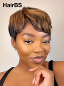 Ready to Go Glueless Wig pixie highlight straight Machine Made 100% Human Hair