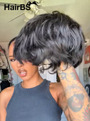Glueless wig black pixie cut wig cute quick weave 100% Human Hair