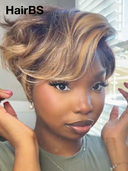 Promotion 13x4 lace front Wig pixie honey 100% Human Hair