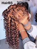 Pre-styled Updo Lace front brown Braided 18 inch 100% Human Hair