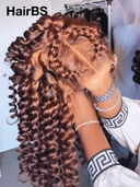 Pre-styled Updo Lace front brown Braided 18 inch 100% Human Hair