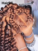 Pre-styled Updo Lace front brown Braided 18 inch 100% Human Hair