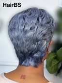 13x4 lace front Wig salt and pepper pixie cut wig 100% Human Hair