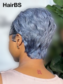 13x4 lace front Wig salt and pepper pixie cut wig 100% Human Hair