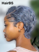 13x4 lace front Wig salt and pepper pixie cut wig 100% Human Hair