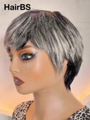 Machine Made Silver Salt And Pepper Grey pixie cut wig glueless wig100% Human Hair