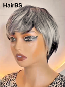 Machine Made Silver Salt And Pepper Grey pixie cut wig glueless wig100% Human Hair