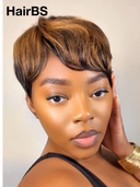 Ready to Go Glueless Wig pixie highlight straight Machine Made 100% Human Hair